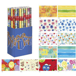 Espositore 50 rotoli carta regalo in fantasie assortite 2mt x 70cm Sadoch