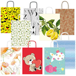 Shopper carta kraft c/manici in carta ritorta 26x34,5x12cm fantasie ass. Sadoch