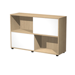 ARTEXPORT Libreria bassa a 2 ripiani ante scorr. 120X35cm H79cm BIANCO/ROVERE - Tetris