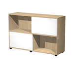 ARTEXPORT Libreria bassa a 2 ripiani ante scorr. 120X35cm H79cm ROVERE/BIANCO - Tetris