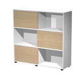 ARTEXPORT Libreria bassa a 3 ripiani ante scorr. 120X35cm H116cm ROVERE/BIANCO - Tetris