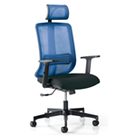 Unisit Poltrona ergonomica Vertigo Blu/Nero No FLAME con poggiatesta e braccioli