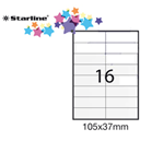 Etichetta adesiva bianca 100fg A4 105x37mm (16et/fg STARLINE