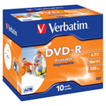 VERBATIM SCATOLA 10 DVD-R J.CASE 16X 4.7GB 120MIN. WIDE PHOTO STAMP INK-JET