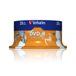 VERBATIM SCATOLA 25 DVD-R SPINDLE 16X 4.7GB 120MIN. STAMPABILE WIDE PHOTO INKJET