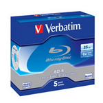 VERBATIM SCATOLA 5 DVD BLU RAY BD-R SL 25GB 6X JEWEL CASE MABL WHITE/BLU