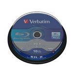 VERBATIM SCATOLA 10 DVD BLU RAY BD-R SL 25GB 6X SPINDLE MABL WHITE/BLU