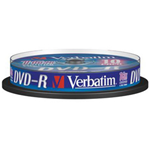 VERBATIM SCATOLA 10 DVD-R SPINDLE 16X 4.7GB 120MIN.SERIGRAFATO